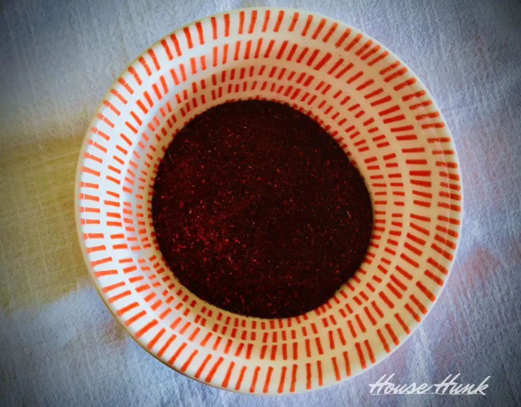 Chili Powder in a red and white bowl