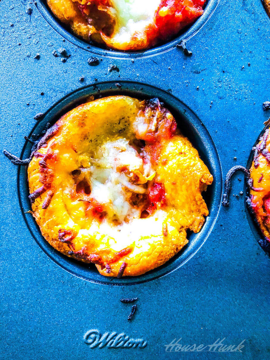 The best pepperoni pizza muffins, made with Pillsbury biscuits.