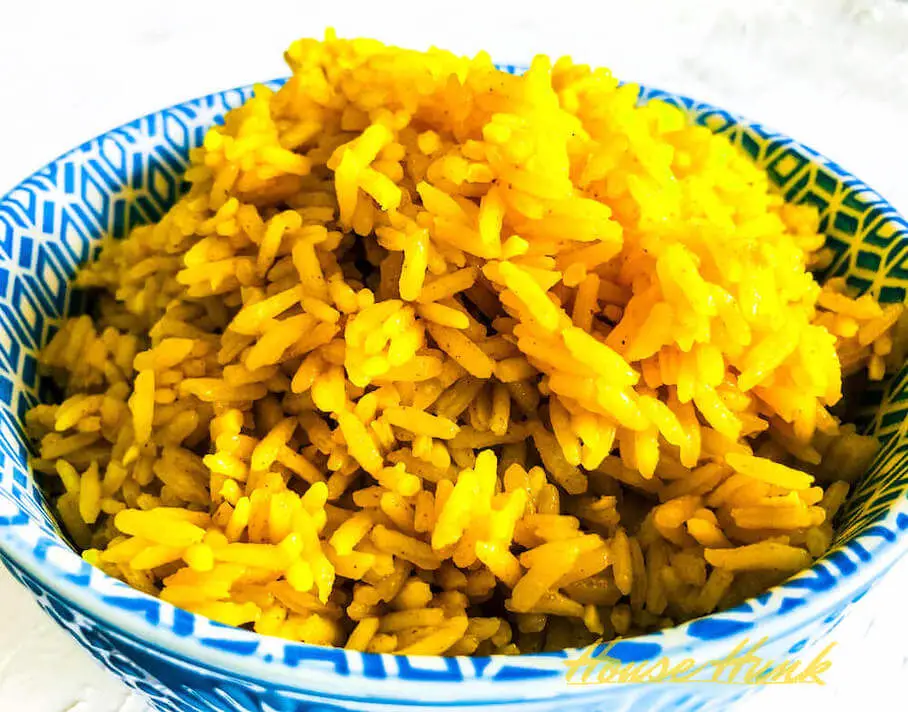 A bowl of easy-to-make yellow rice.